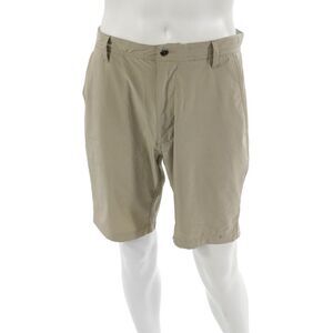 FJ Mens Chino Shorts Beige Button Solid Beach 85%Poly 15%Spandex Size 33